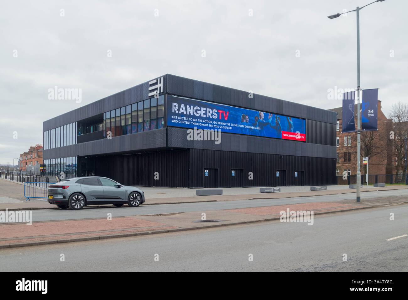 Ristorante Ibrox con menu' di Gordon Ramsay al Blue Sky Lounge che si affaccia su Ibrox pitch Glasgow, Scozia Foto Stock