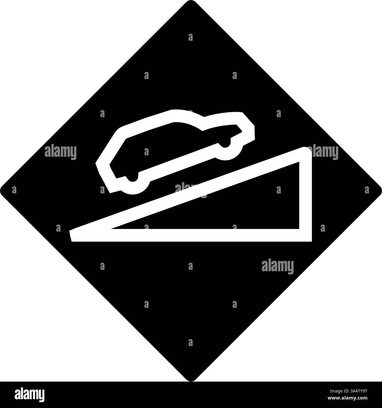 illustrazione vettoriale icona glifo, ostacoli alla guida su pendii ripidi Illustrazione Vettoriale