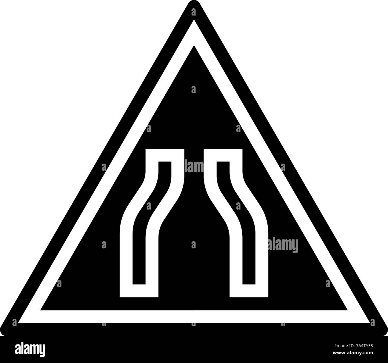 illustrazione vettoriale icona glifo ostacoli alla guida su strade strette Illustrazione Vettoriale