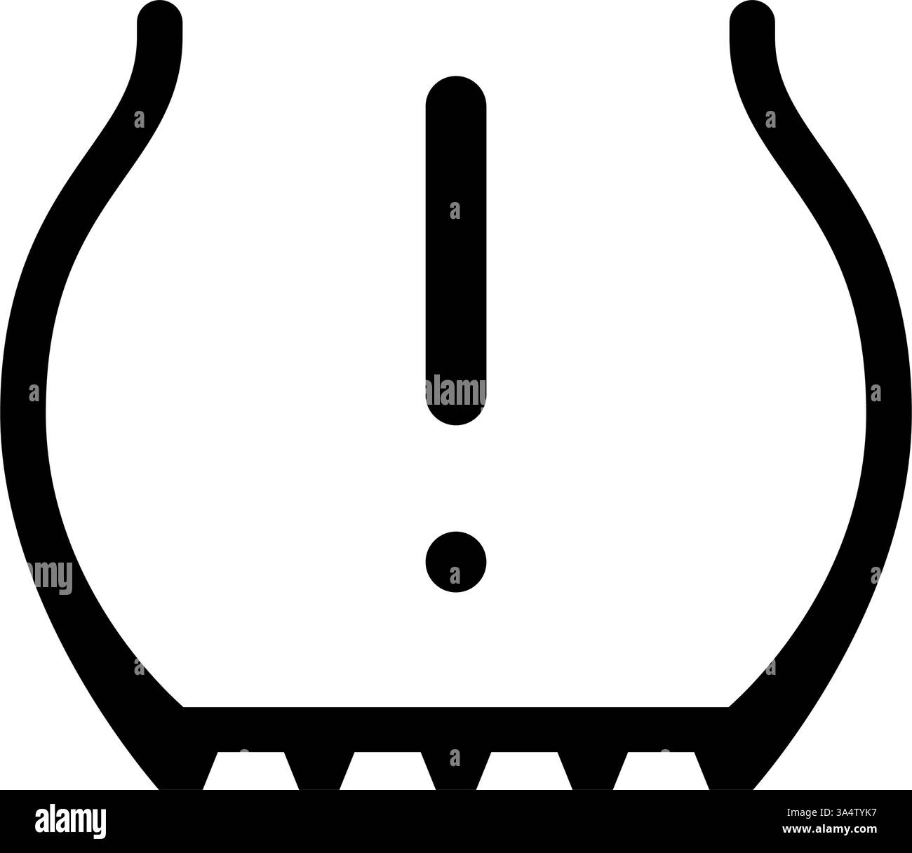 illustrazione vettoriale dell'icona glifo degli ostacoli di guida della vettura con pneumatici sgonfi Illustrazione Vettoriale