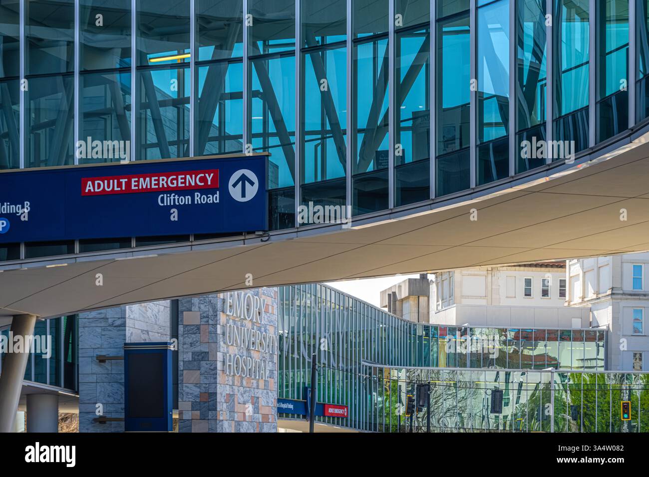Ponte pedonale chiuso all'Emory University Hospital di Atlanta, Georgia. (STATI UNITI) Foto Stock