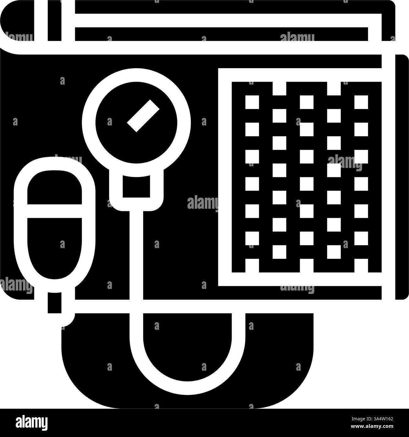 illustrazione vettoriale dell'icona glifo degli accessori cardiologici dello sfigmomanometro Illustrazione Vettoriale