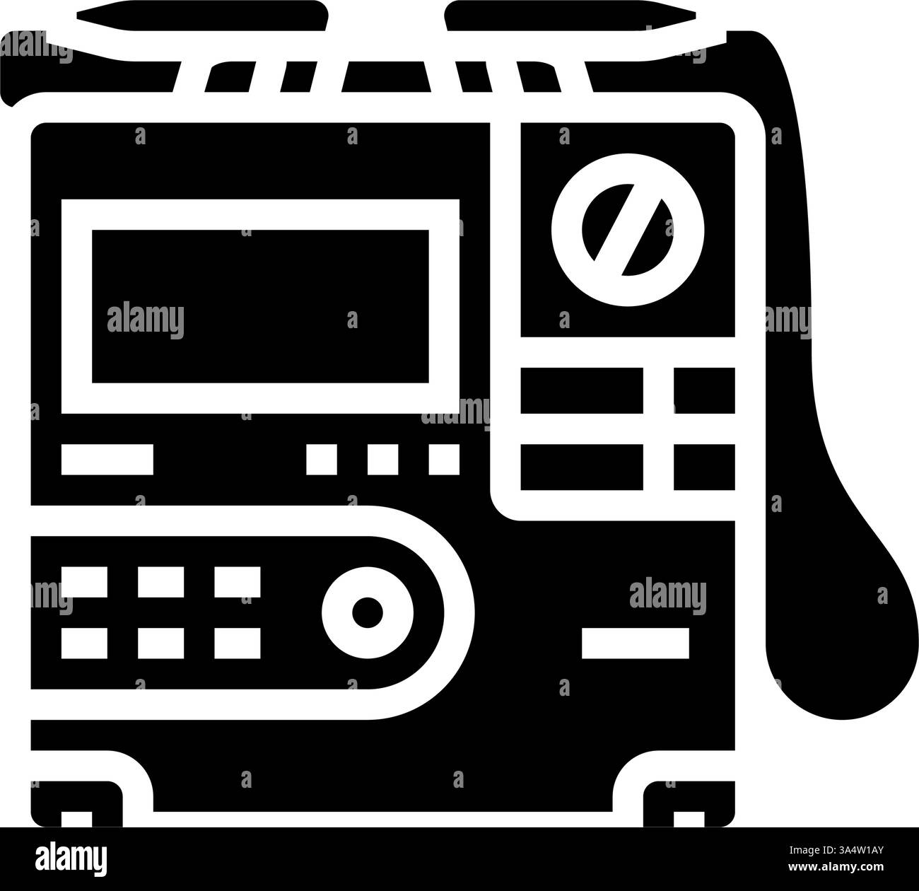 illustrazione vettoriale dell'icona glifo degli accessori per cardiologia del defibrillatore Illustrazione Vettoriale