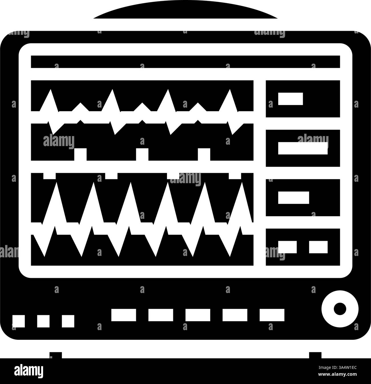 illustrazione vettoriale dell'icona glifo degli accessori per cardiologia del monitor della frequenza cardiaca Illustrazione Vettoriale
