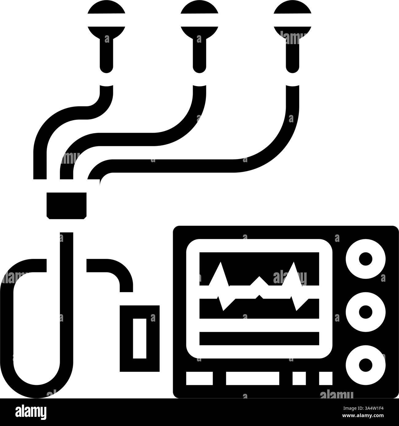 illustrazione vettoriale dell'icona glifo degli accessori cardiologici del monitor holter Illustrazione Vettoriale