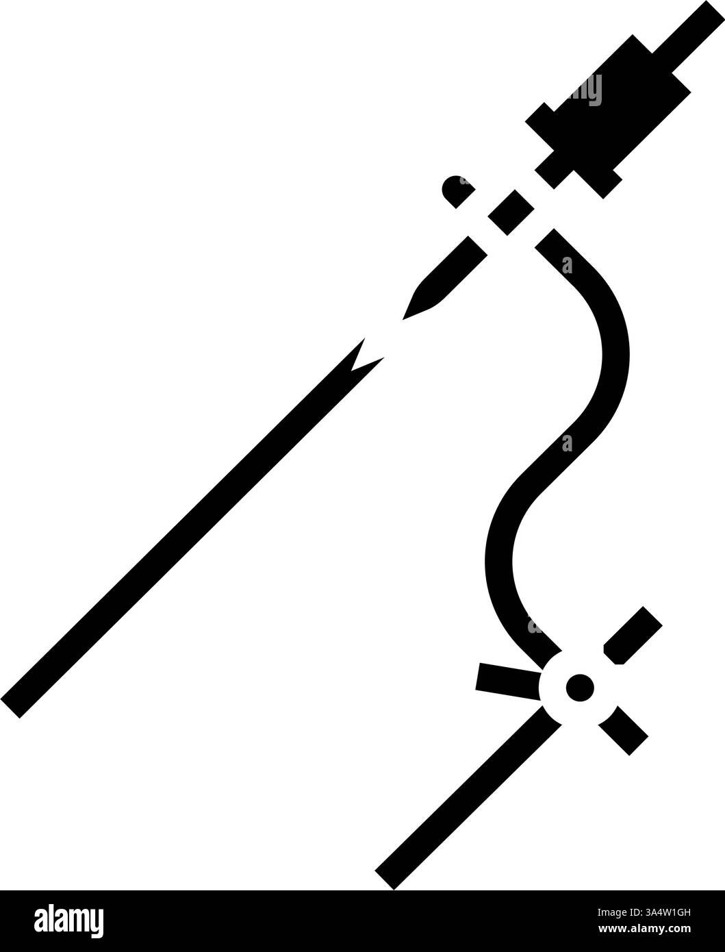 illustrazione del vettore dell'icona glifo degli accessori per cardiologia del catetere cardiaco Illustrazione Vettoriale