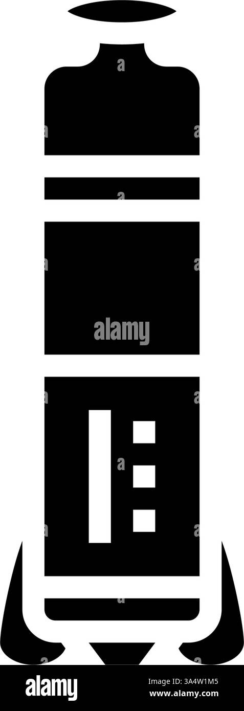 illustrazione vettoriale dell'icona glifo degli accessori cardiologici per pacemaker senza piombo Illustrazione Vettoriale