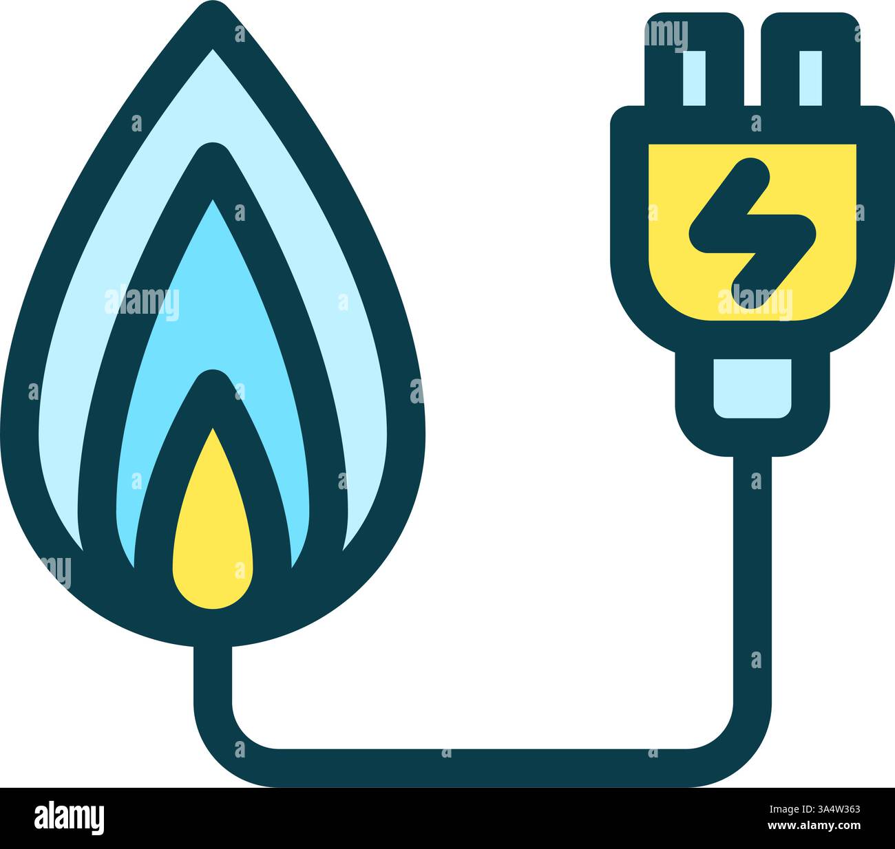 Fonte di energia termica o fuoco colorata della linea dell'icona. Energie rinnovabili, ecologia e alternative energetiche. Informazioni sull'icona di riempimento del contorno Illustrazione Vettoriale