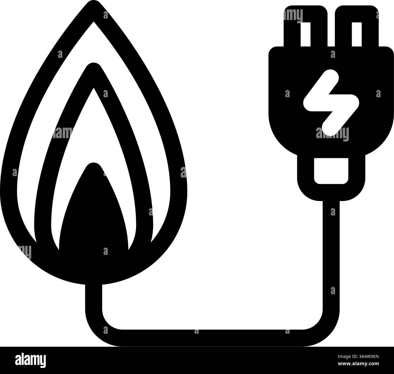 Icona fonte di energia termica o fuoco semisolido. Energie rinnovabili, ecologia e alternative energetiche. Icona di colore nero fisso Illustrazione Vettoriale