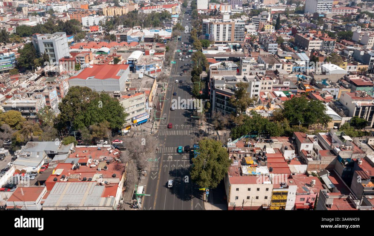 Vista aerea di città del Messico con skyline e Central Avenue Foto Stock