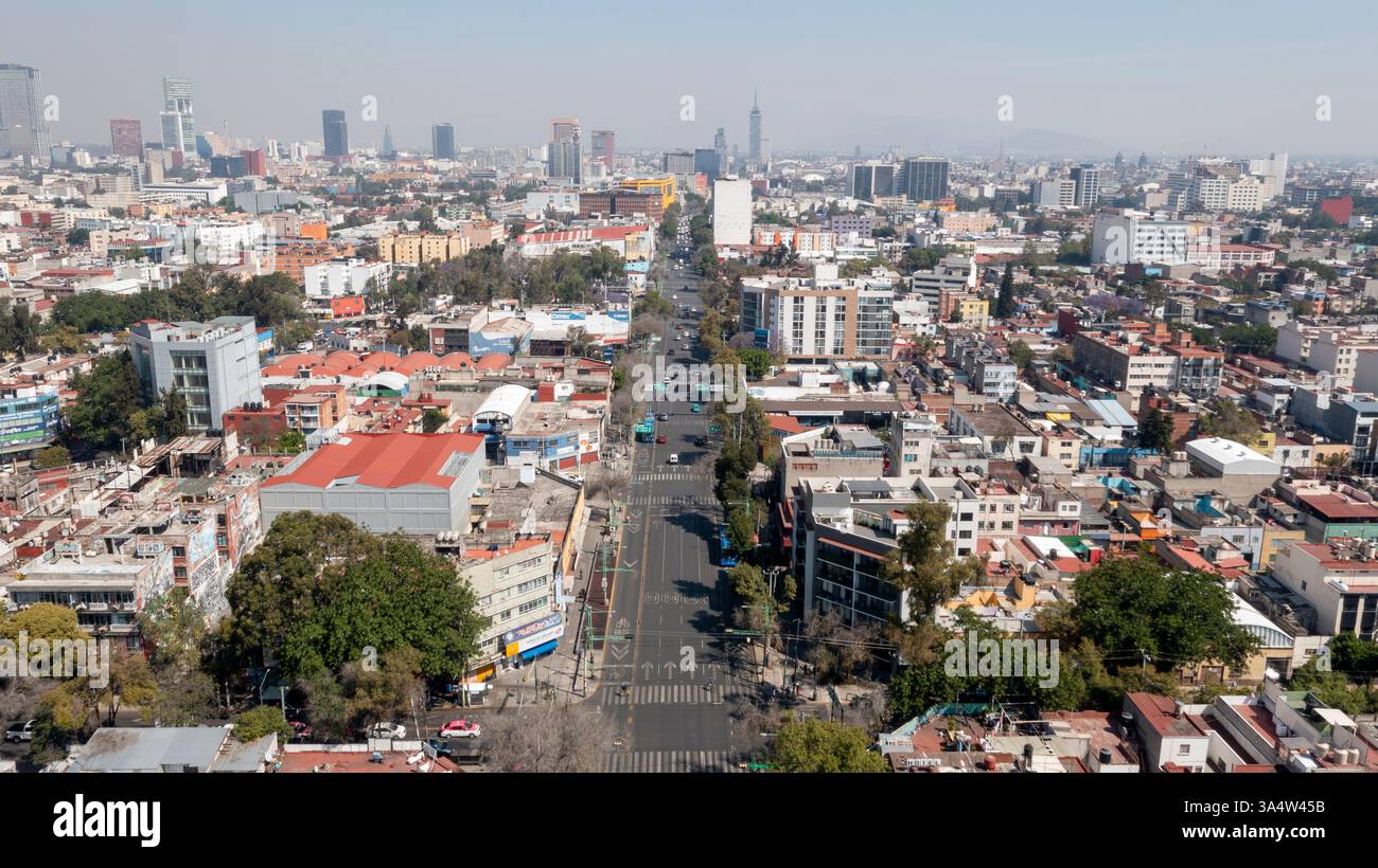 Vista aerea di città del Messico con skyline e Central Avenue Foto Stock