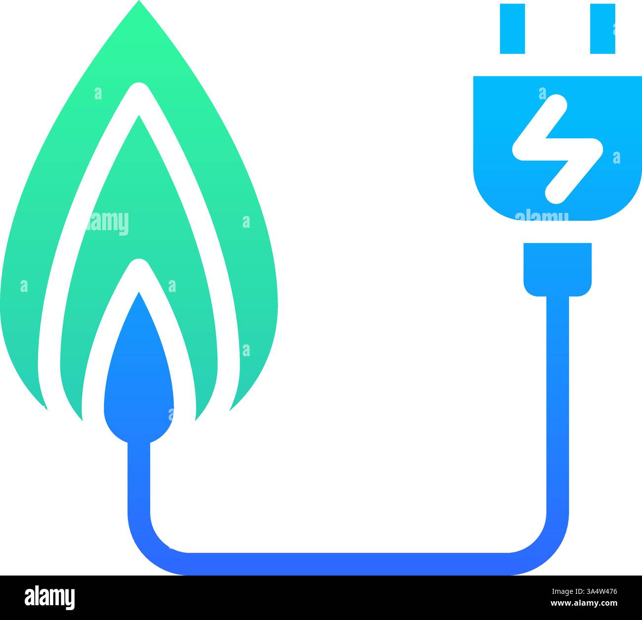 Icon Flat Gradient Fire o fonte di energia termica. Energie rinnovabili, ecologia e alternative energetiche. Concetto di icona colorata gradiente Illustrazione Vettoriale