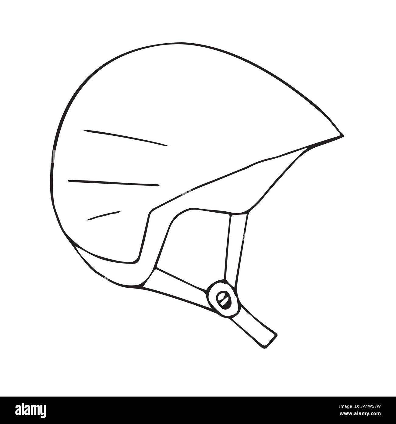Lo schizzo vettoriale disegnato a mano delinea l'elmetto isolato su sfondo bianco Illustrazione Vettoriale