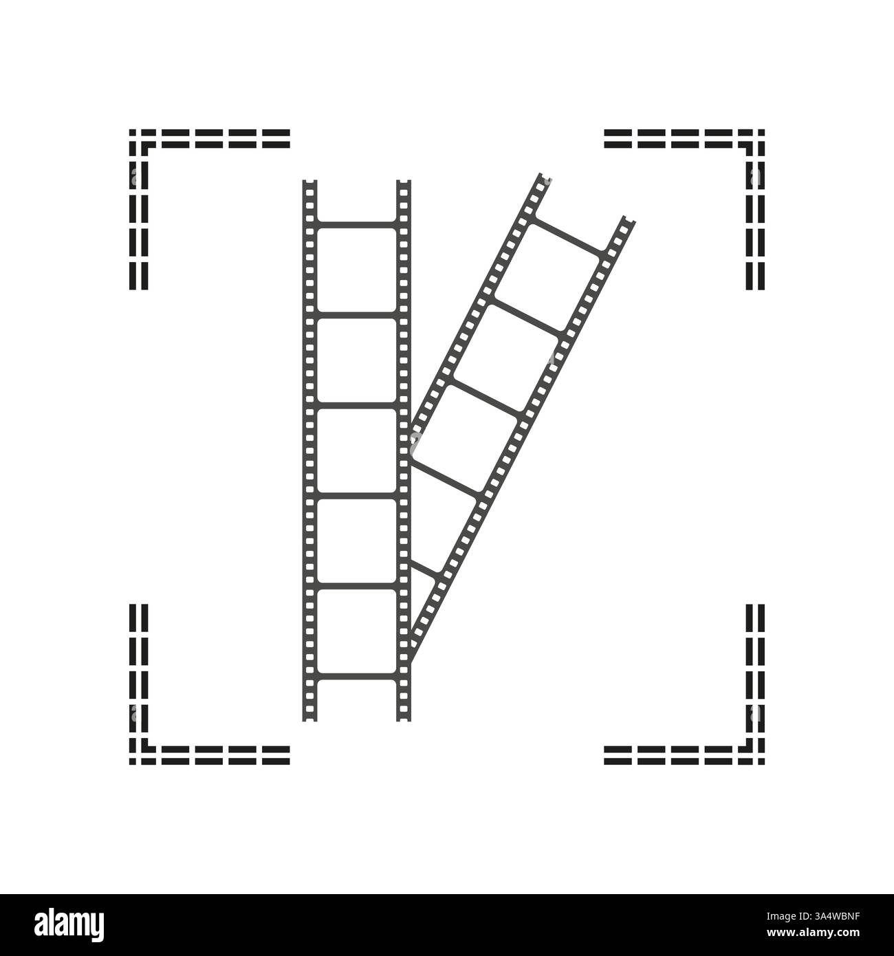 Design del telaio della pellicola. Illustrazione della bobina cinematografica. Concept cinematografico vintage. Grafica in bianco e nero. Illustrazione Vettoriale