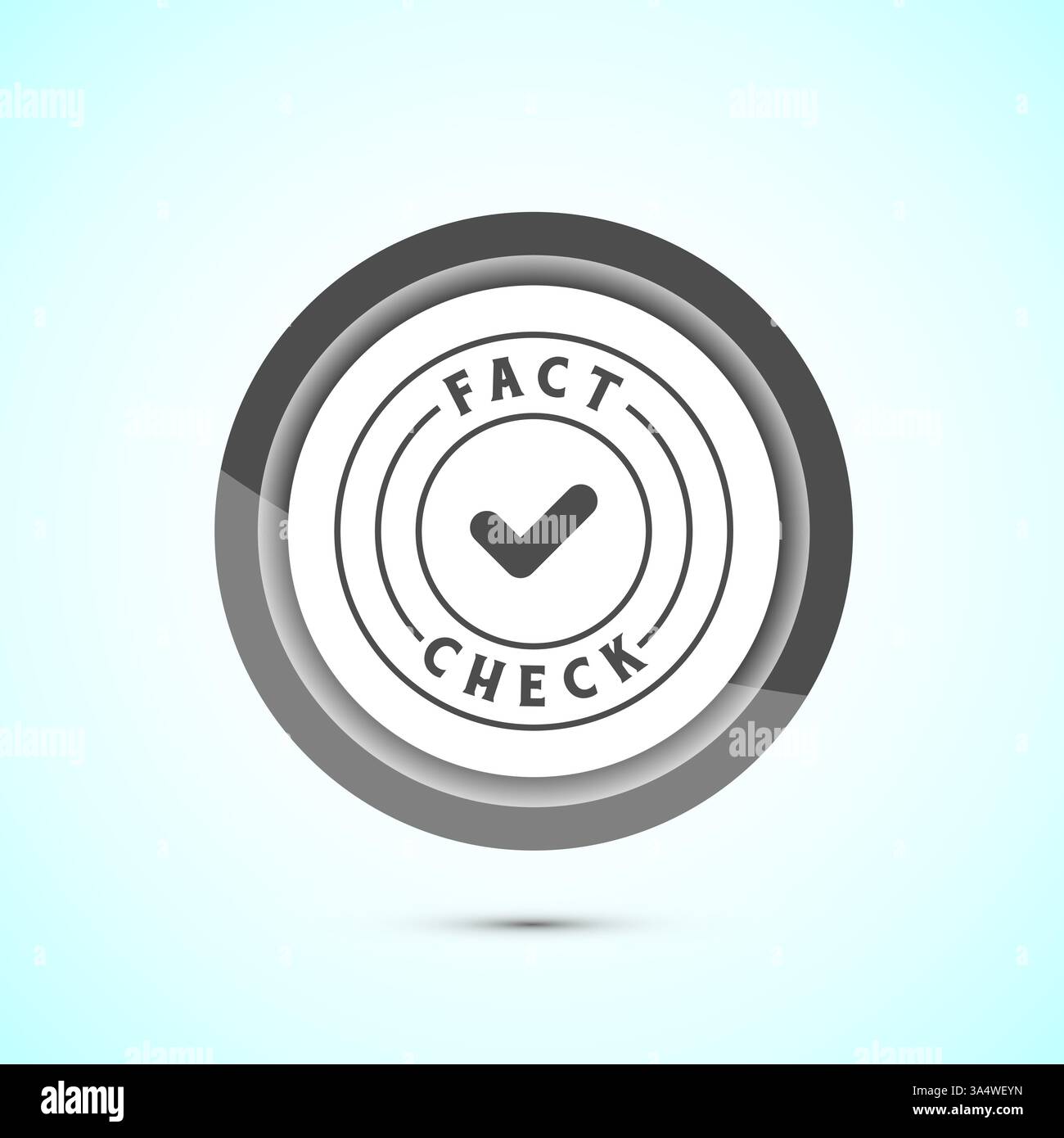 Illustrazione del design dell'icona di controllo dei fatti, etichetta di controllo dei fatti, segnale verificato di notizie false, design del pulsante Illustrazione Vettoriale