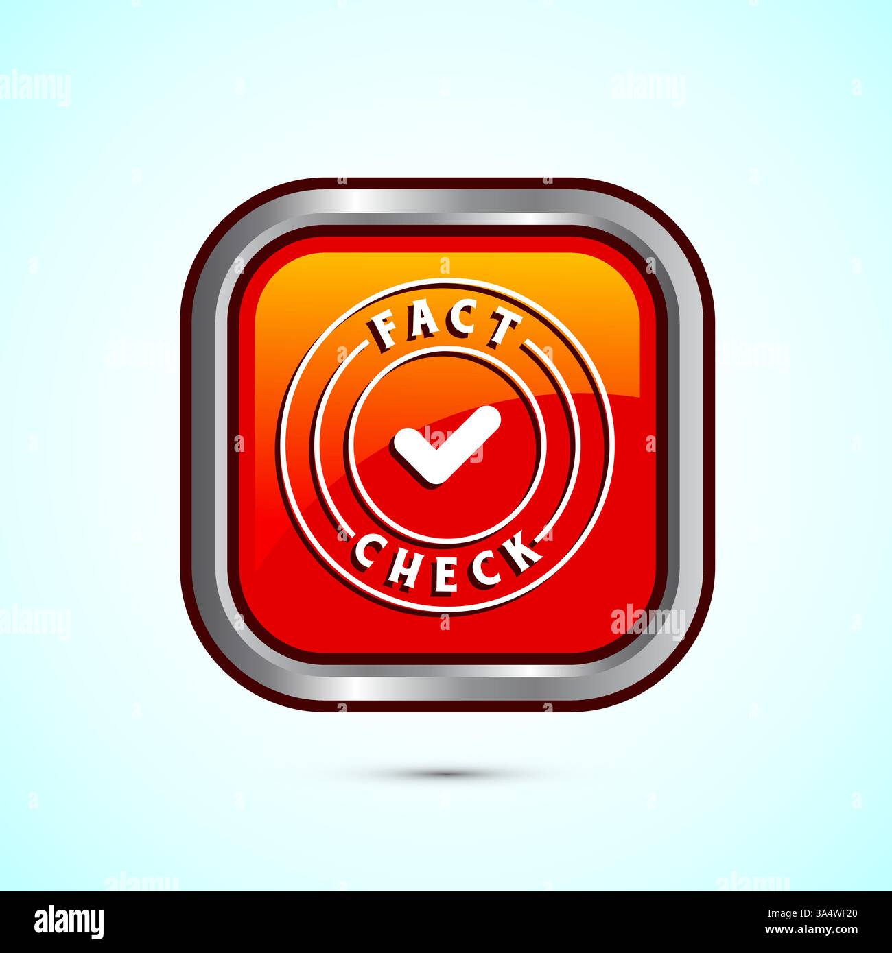 Illustrazione del design dell'icona di controllo dei fatti, etichetta di controllo dei fatti, segnale verificato di notizie false, design del pulsante Illustrazione Vettoriale