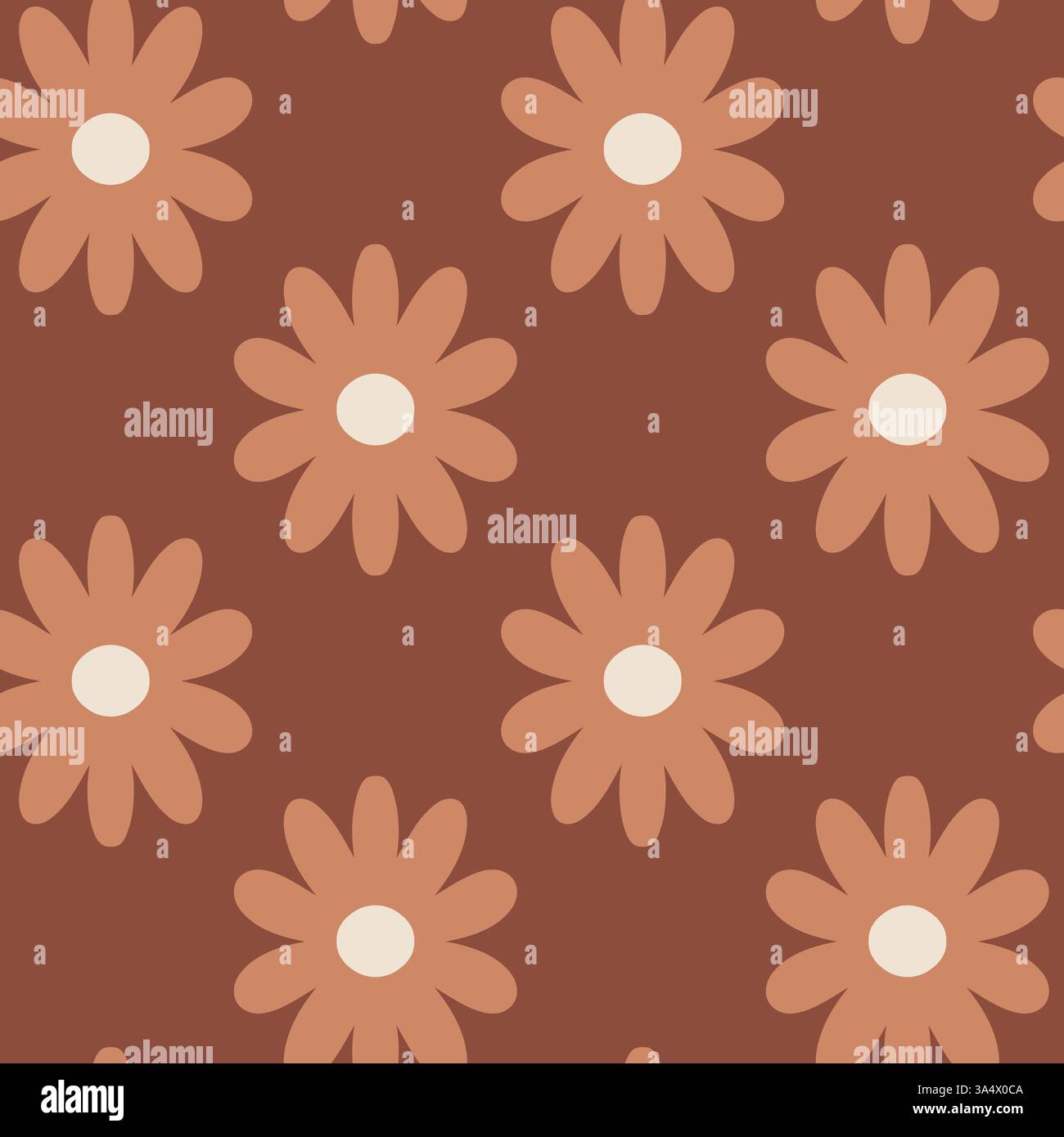 Motivo senza cuciture di fiori arancioni retro su sfondo marrone Illustrazione Vettoriale