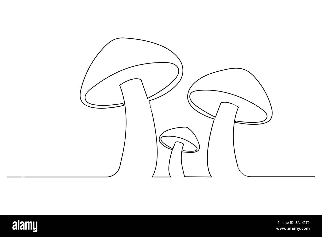 Disegno a una linea di funghi minimalisti isolato illustrazione vettoriale a contorno continuo Illustrazione Vettoriale