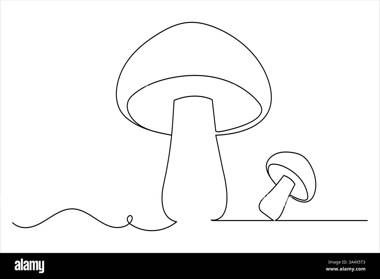 Disegno a una linea di funghi minimalisti isolato illustrazione vettoriale a contorno continuo Illustrazione Vettoriale