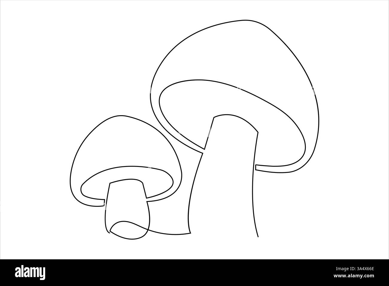 Disegno a una linea di funghi minimalisti isolato illustrazione vettoriale a contorno continuo Illustrazione Vettoriale