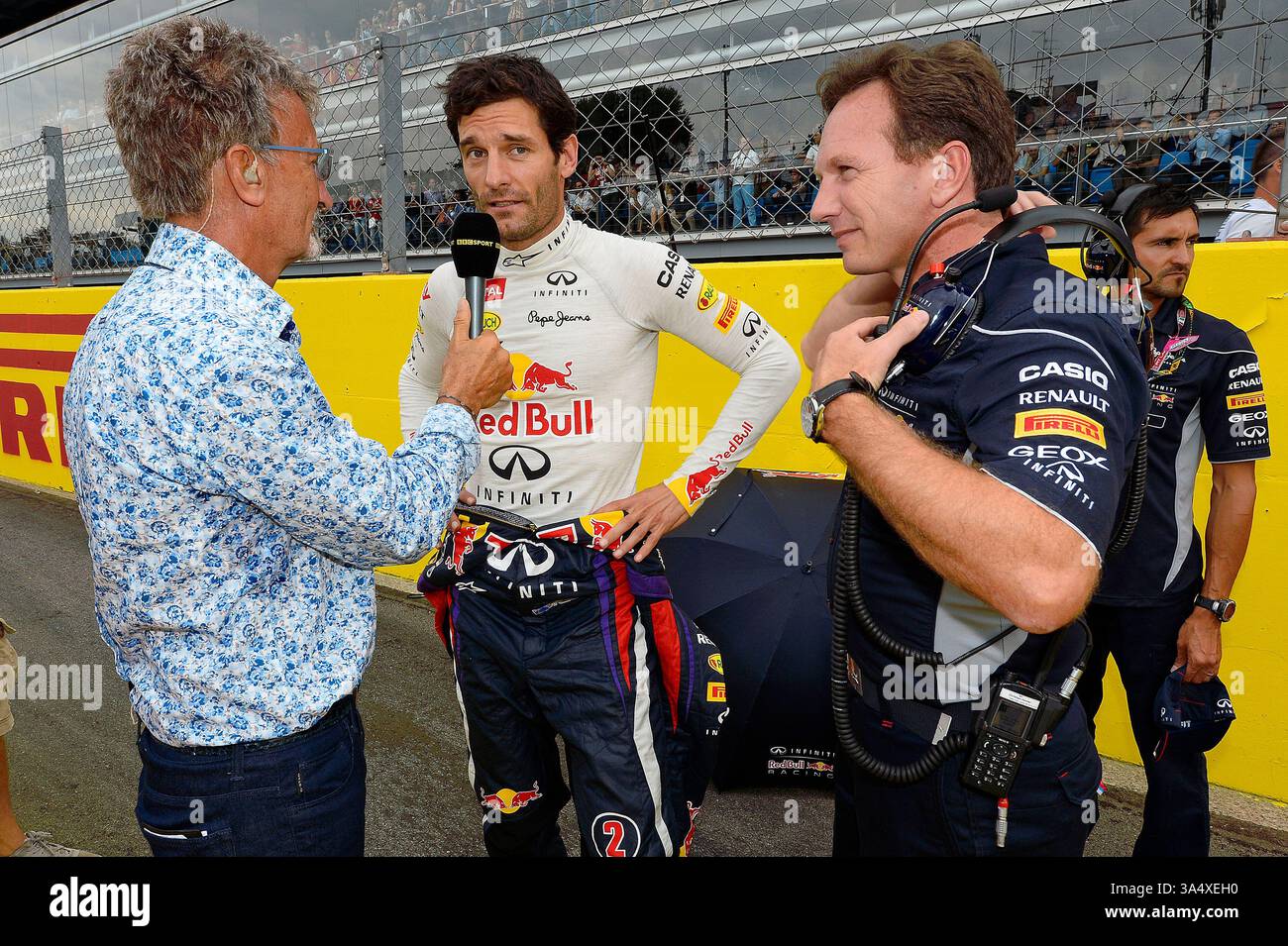 MOTORSPORT - F1 2013 - GRAN PREMIO D'ITALIA - MONZA (ITA) - 05 - 08/09/2013 - FOTO ERIC VARGIOLU/DPPI - MARCHIO WEBBER (AUS) - RED BULL RENAULT RB9 - AMBIANCE PORTRAIT HORNER CHRISTIAN (GBR) - RED BULL RACING TEAM PRINCIPAL - DIRECTEUR RED BULL RACING RACING - AMBIANCE PORTRAIT EDDIE JORDAN TV - MEDIA CREDIT: DPPI MEDIA/ALAMY LIVE NEWS Foto Stock