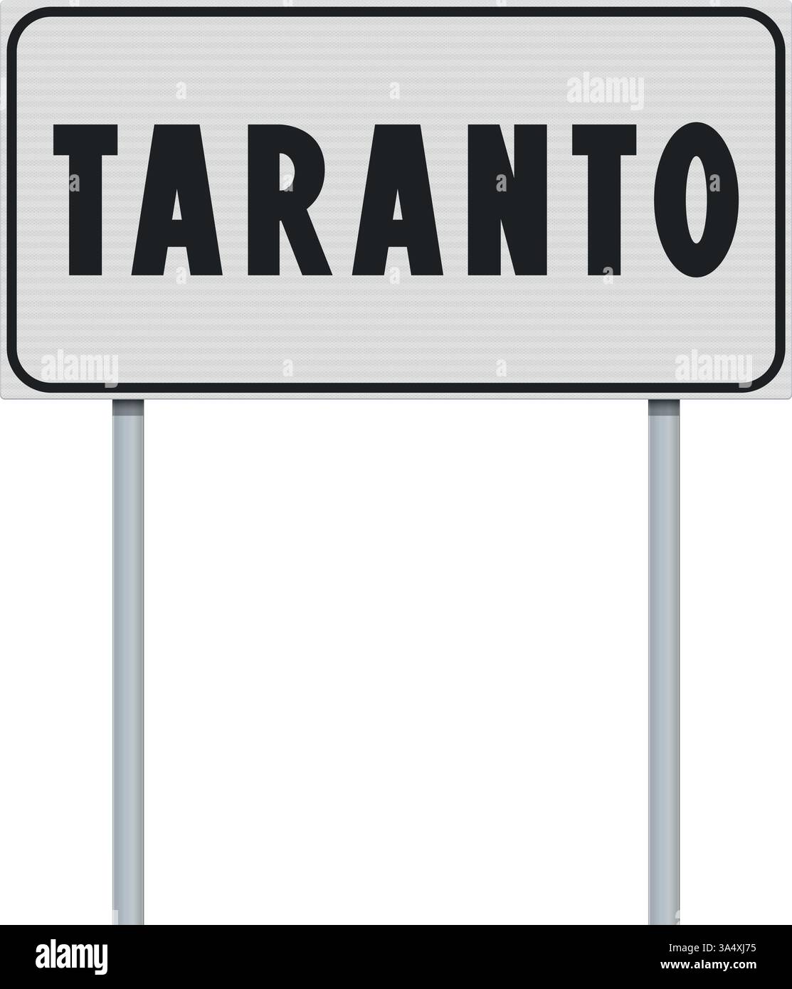 Illustrazione vettoriale del cartello stradale d'ingresso della città di Taranto su pali metallici Illustrazione Vettoriale