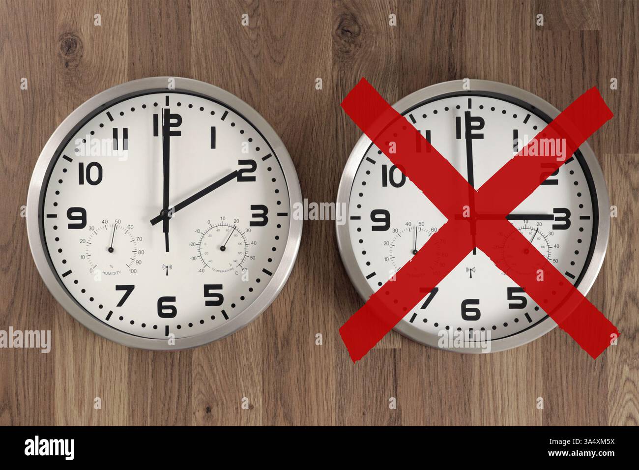 Nessuna modifica dell'ora legale: Implementazione dell'ora standard permanente. Abolizione dell'ora legale: Nessuna modifica dell'orologio questa primavera. Foto Stock