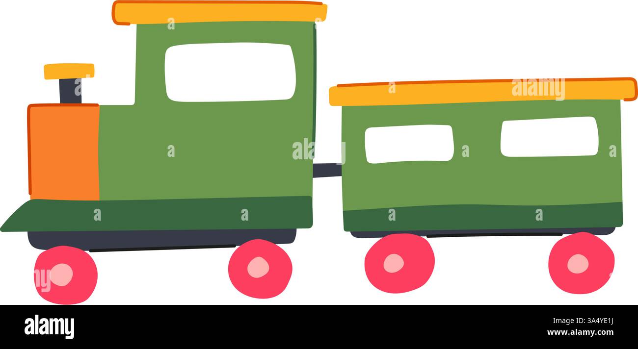 illustrazione vettoriale del giocattolo del treno in legno Illustrazione Vettoriale