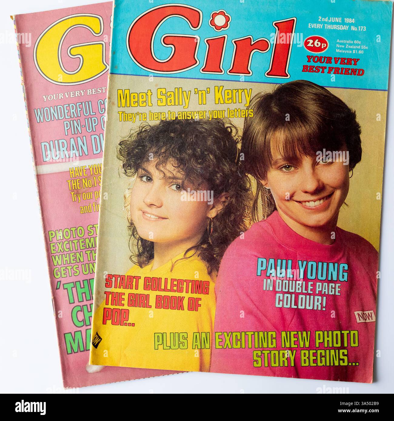 Primo piano di due riviste Girl degli anni '1980 Foto Stock
