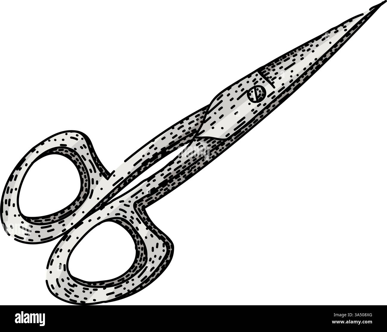 lame forbici disegnano un vettore disegnato a mano Illustrazione Vettoriale