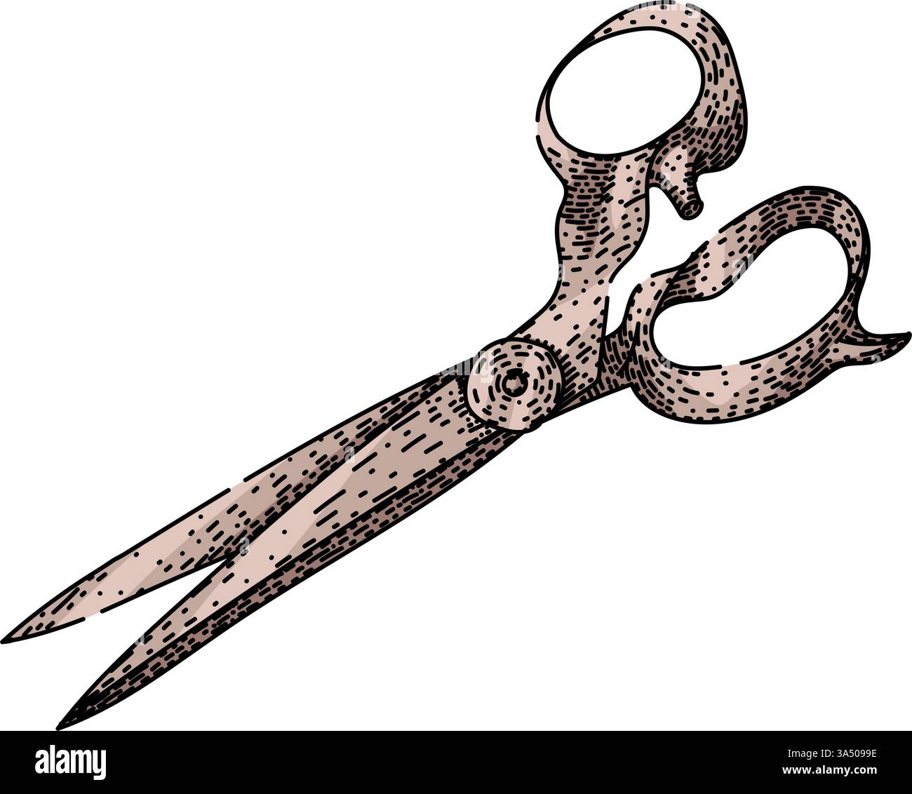 le forbici artigianali disegnano il vettore disegnato a mano Illustrazione Vettoriale