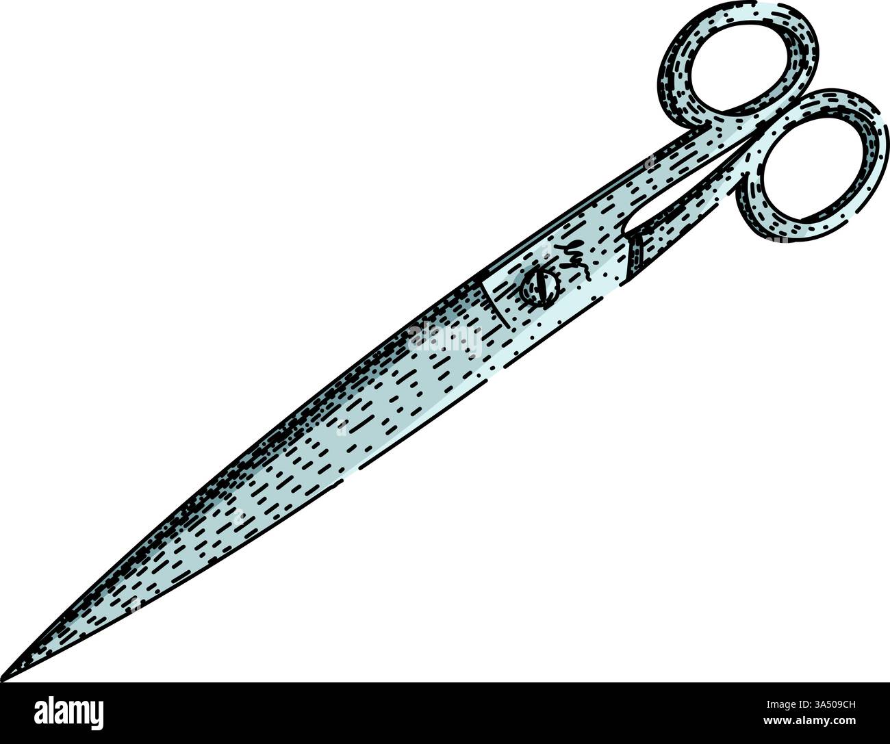 le forbici da taglio disegnano un vettore disegnato a mano Illustrazione Vettoriale