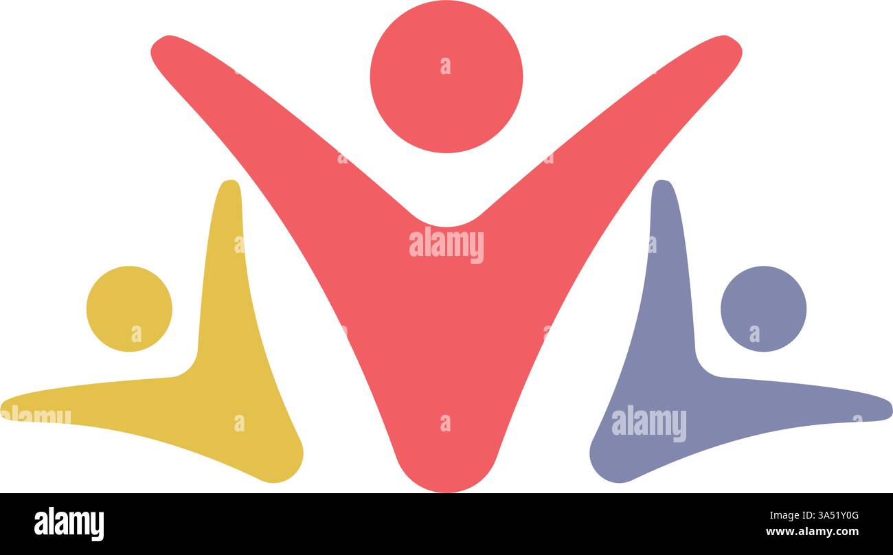 Icona del logo People, simbolo di connessione del gruppo community per l'illustrazione grafica Illustrazione Vettoriale