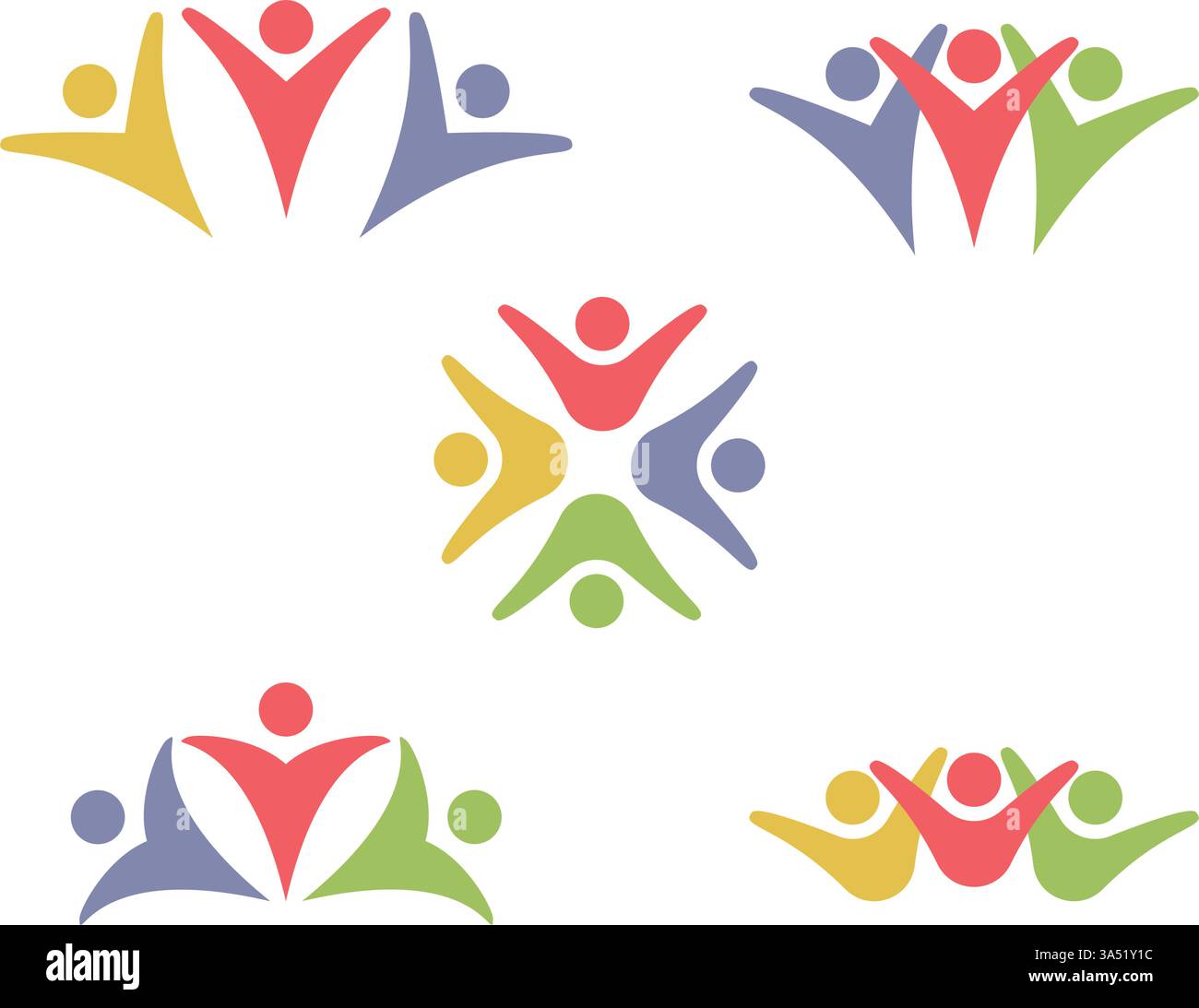 Icona del logo People, simbolo di connessione del gruppo community per l'illustrazione grafica Illustrazione Vettoriale