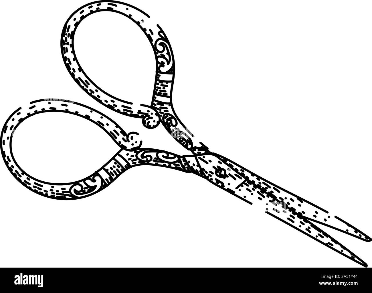 le forbici affilate disegnano il vettore disegnato a mano Illustrazione Vettoriale