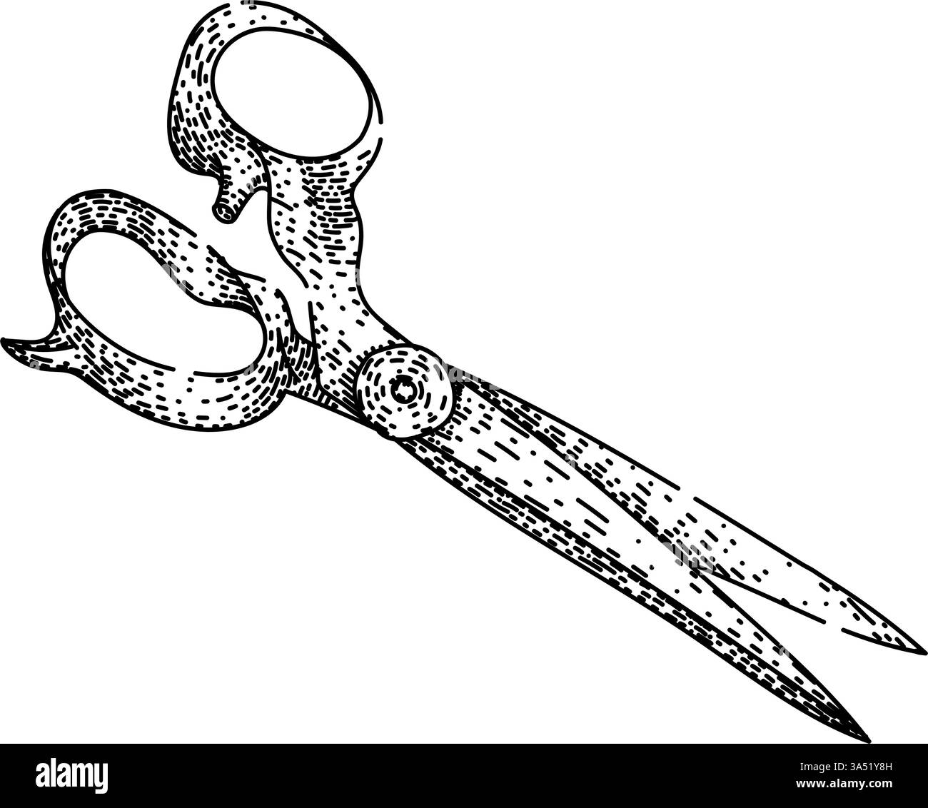 le forbici artigianali disegnano il vettore disegnato a mano Illustrazione Vettoriale