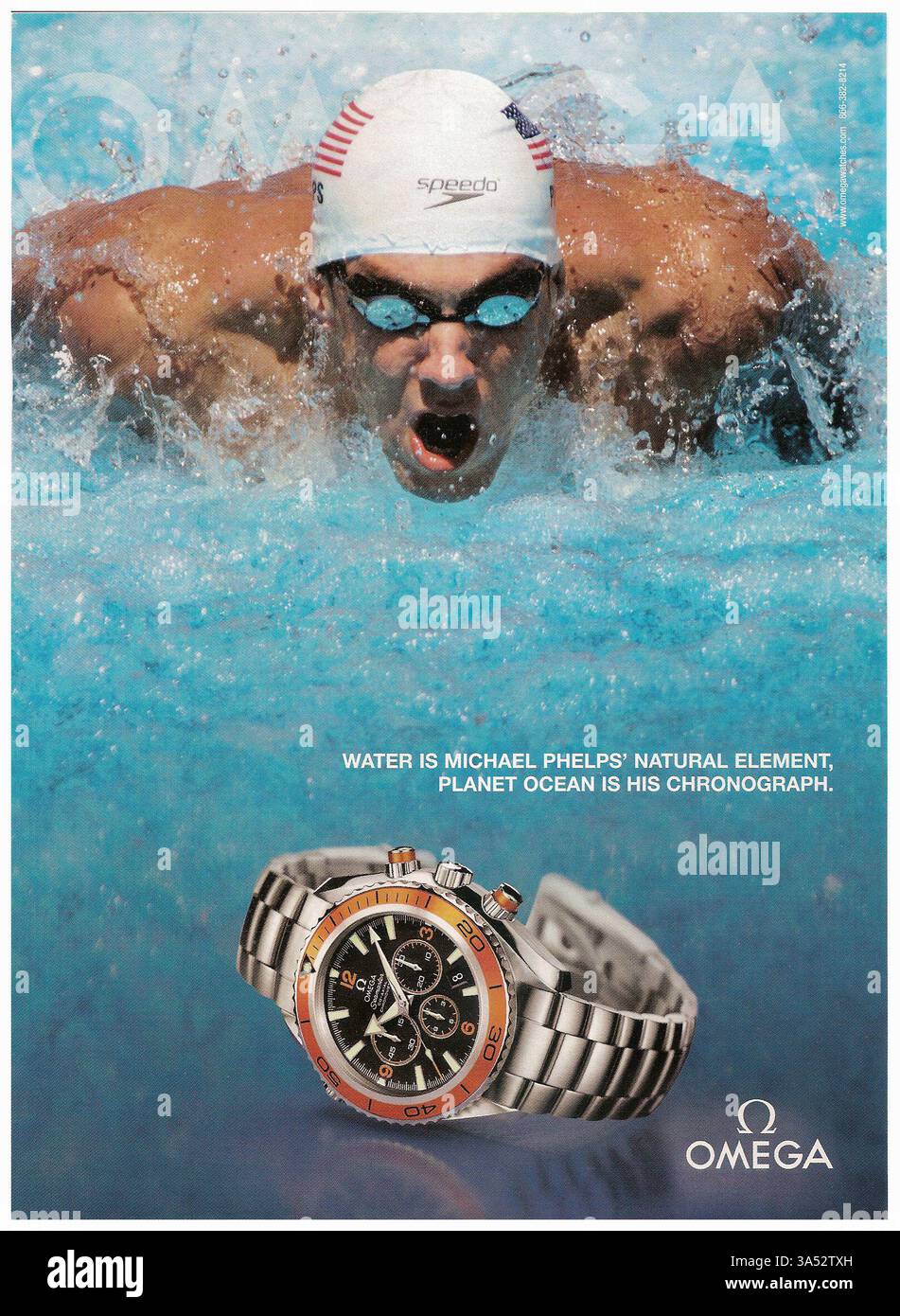 2008 Omega Seamaster Planet Ocean con Michael Phelps Foto Stock