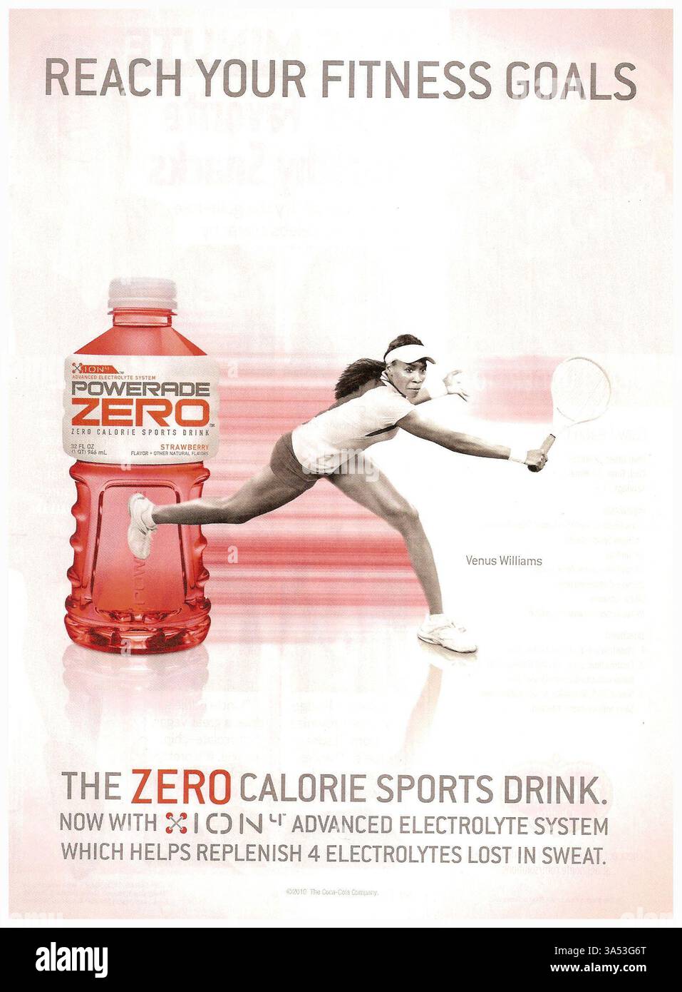 2010 un annuncio per Powerade Zero Sugar Fruit Punch con la stella del tennis Venus Williams Foto Stock