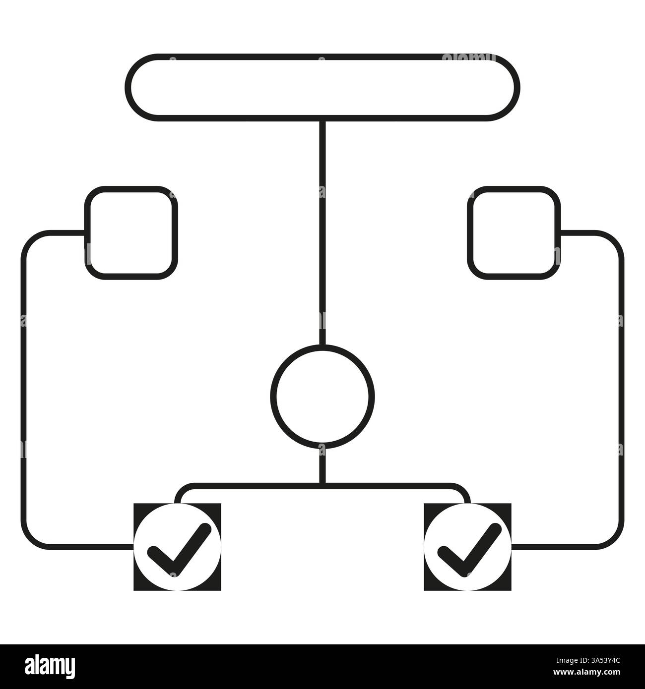 Diagramma di flusso del processo. Diagramma aziendale astratto. Struttura in bianco e nero. Design vettoriale moderno. Illustrazione Vettoriale