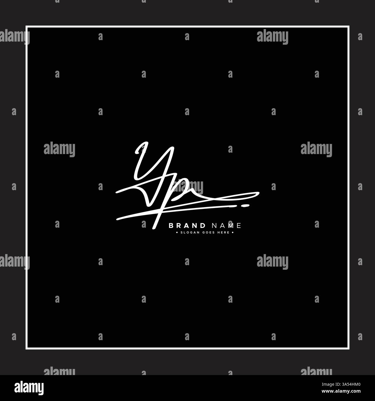 Logo YP personalizzato scritto a mano - modello di logo vettoriale per il settore della bellezza, della moda e della fotografia Illustrazione Vettoriale