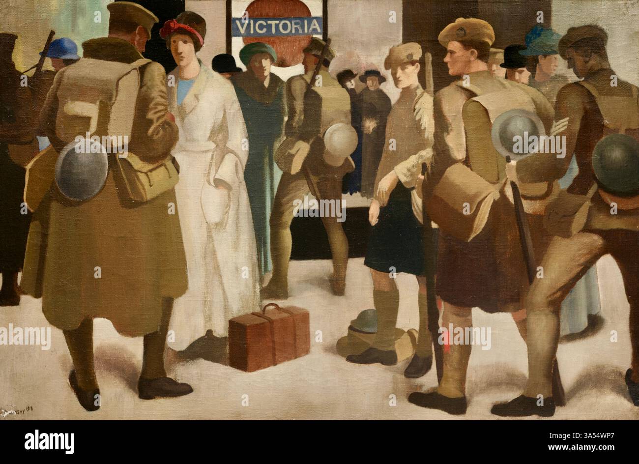 Bernard Meninsky (1891–1950) - Victoria Station, District Railway - 1918 Foto Stock