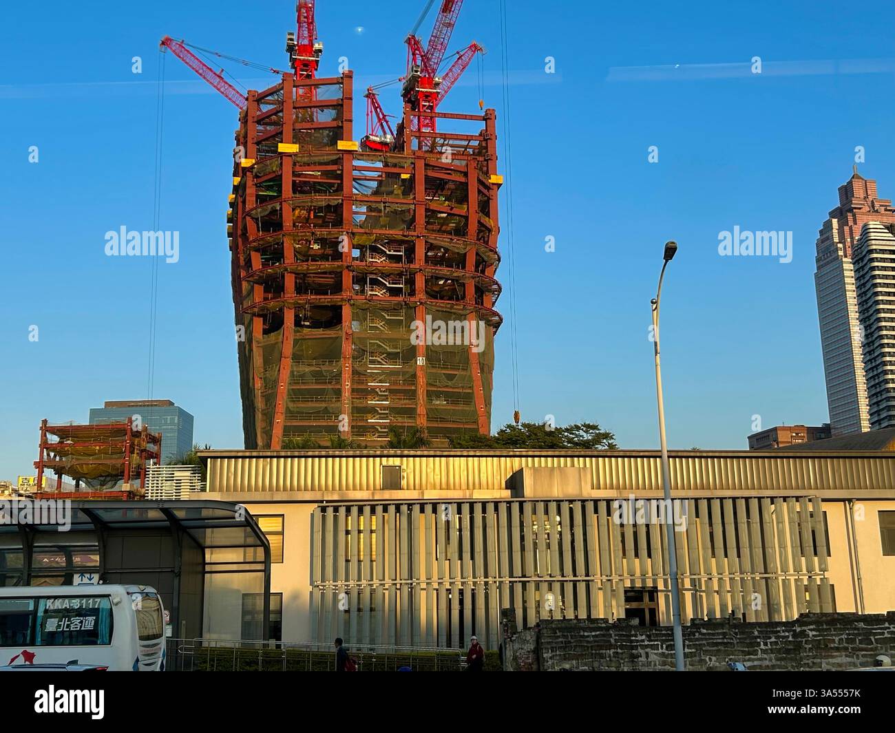Taipei, Taiwan, uffici, architettura moderna, cantiere, centro città, grattacieli "Twin Towers »" Foto Stock