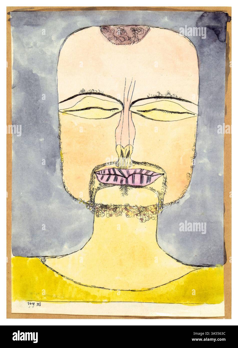 Paul Klee (1879-1940), Autoritratto ad acquerello intitolato 'After the Drawing 1919/75 (Absorption)', stampa litografica, 1919 Foto Stock