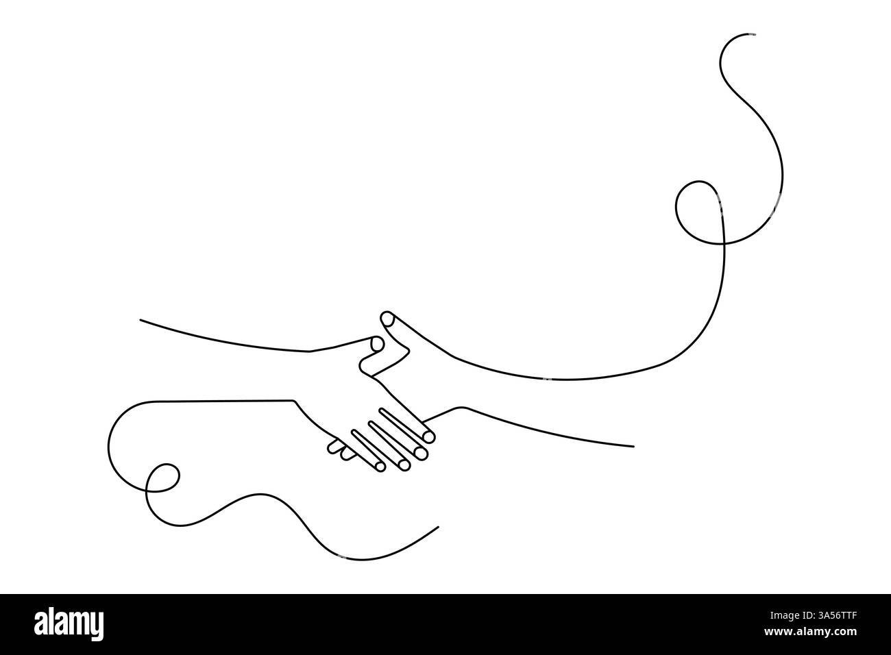 Gesti della mano umana continui su una linea con l'icona vettoriale in bianco e nero Illustrazione Vettoriale