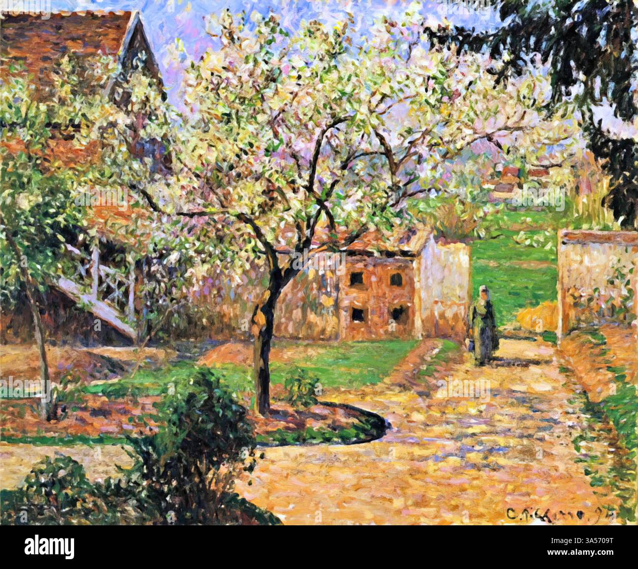 Giardino a Eragny, XIX secolo (pittura), di Pissarro, Camille (1830-1903) francese Illustrazione Vettoriale