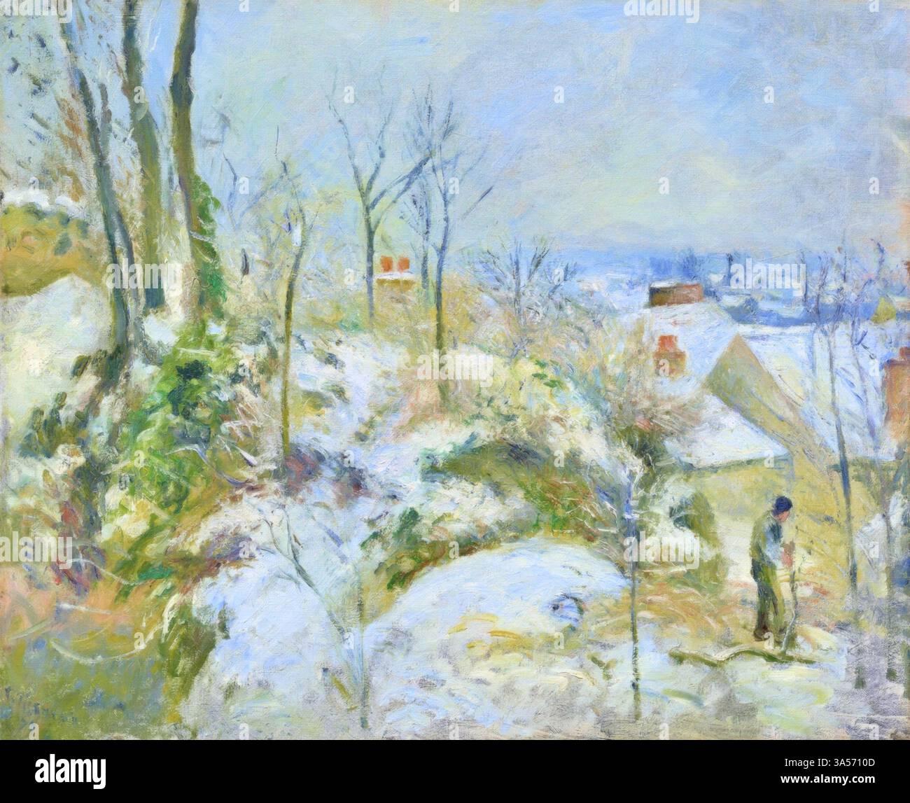 Effetto neve, la Garenne in Pontoise, 1879 (pittura), di Pissarro, Camille (1830-1903) francese Illustrazione Vettoriale