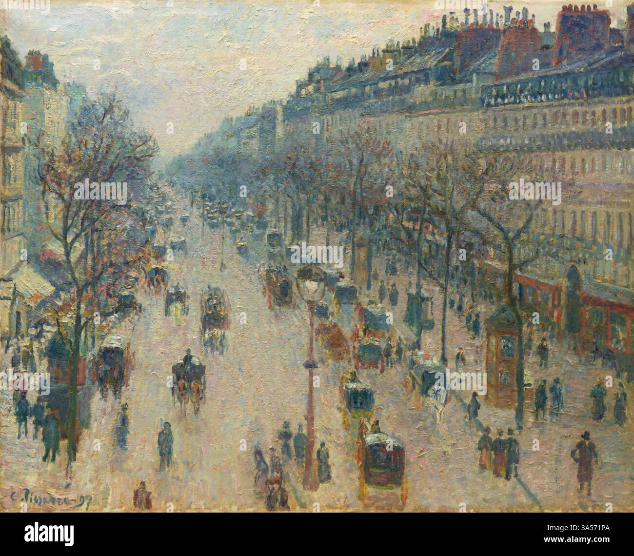 Boulevard Montmartre on a Winter Morning, 1897 (dipinto), di Pissarro, Camille (1830-1903) francese Illustrazione Vettoriale