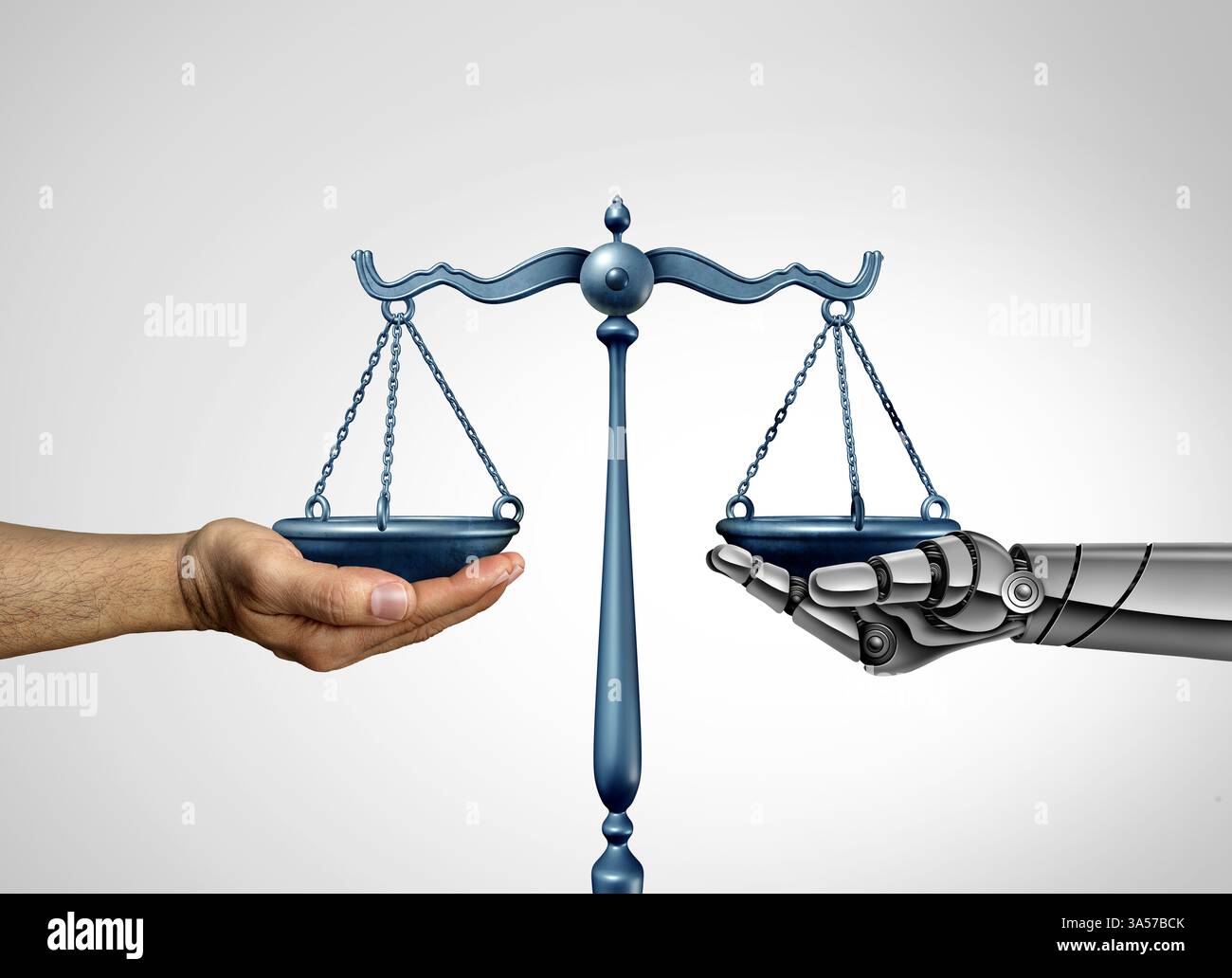 Concetto di avvocato di INTELLIGENZA artificiale, legge sull'intelligenza artificiale e sistema legale come questioni etiche relative all'apprendimento automatico avanzato e all'etica tecnologica Foto Stock