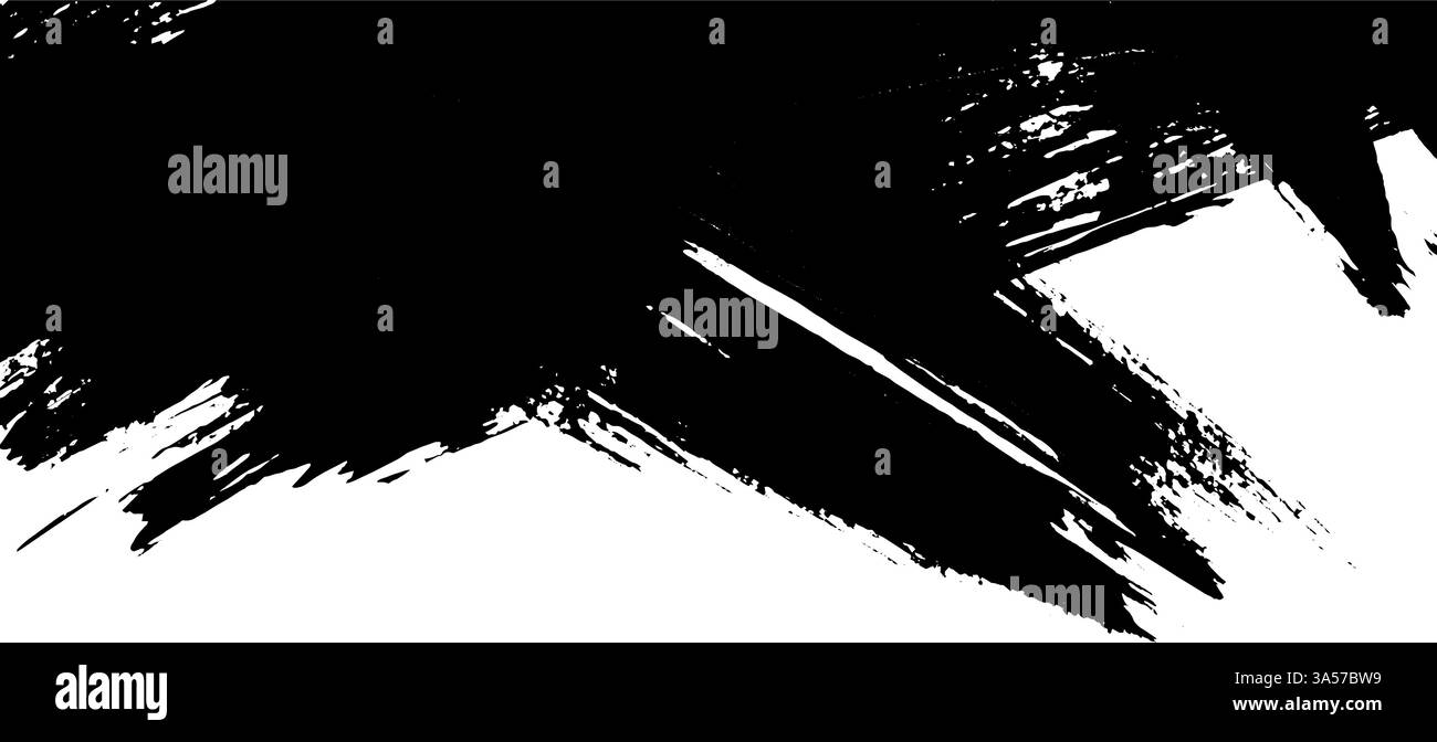 Traccia pennello nero grassetto su sfondo bianco Illustrazione Vettoriale