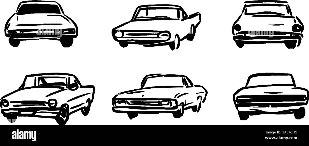 Collezione di illustrazioni di auto disegnate a mano Illustrazione Vettoriale